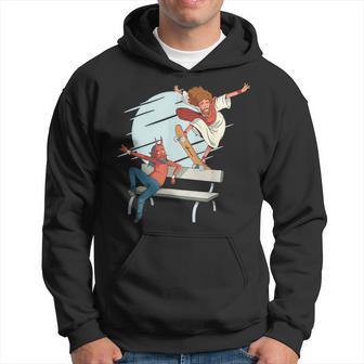 Skateboard With Jesus Jesus Grind On The Bench Hoodie - Monsterry AU