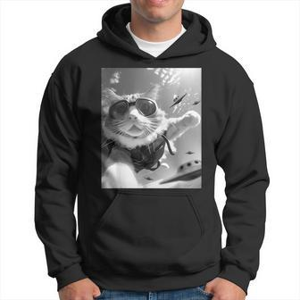 Skydiving Cat Selfie With Alien Ufos Hoodie - Monsterry UK