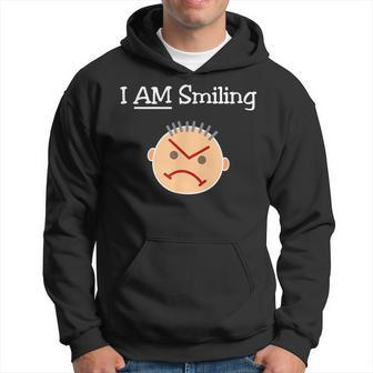 I Am Smiling Grouchy Angry Crabby Guy Dark Color Hoodie - Monsterry DE