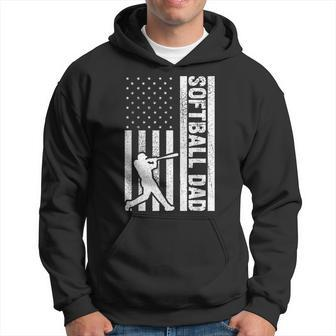 Softball Dad Us Flag For Dad Patriotic Fathers Day Hoodie - Thegiftio UK