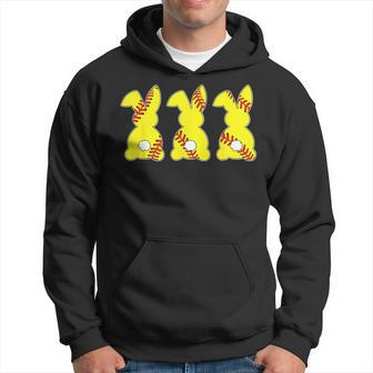 Softball Sports Easter Bunny Rabbits Easter Day Hoodie - Seseable