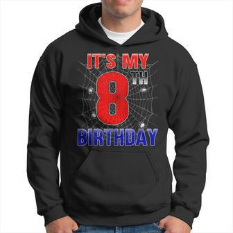Spider Web 8 Year Old It's My 8Th Birthday Boy Hoodie - Monsterry