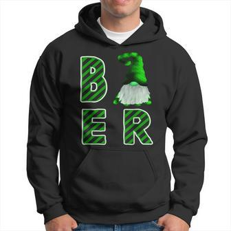 St Patricks Day Beer Gnome Striped Typography Hoodie - Monsterry UK