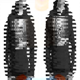 Surprised Scared Cat Selfie With Sasquatsch Bigfoot Hoodie - Thegiftio