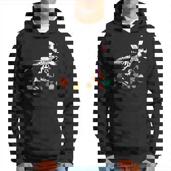 T Rex Easter Skeleton Bunny Basket Egg Hunt Easter Day Hoodie - Thegiftio