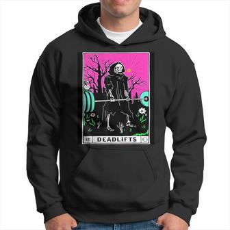 Tarot Card Deadlifts Gym Workout Occult Reader Black Hoodie - Monsterry