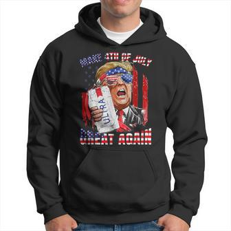 Trump Drinking Make 4Th Of July Great Again Us Flag Hoodie - Monsterry DE