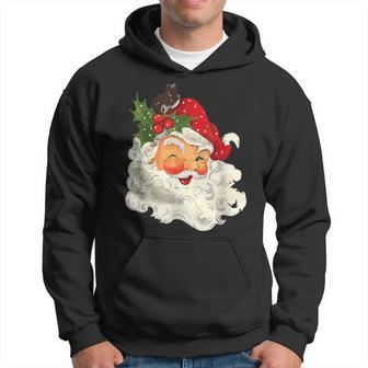 Vintage Red Santa Claus Red Christmas Graphic Hoodie - Monsterry UK