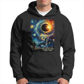 Wolf Howling Watching Total Solar Eclipse Apr 8 2024 Hoodie | Mazezy