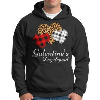 Galentine's Day Squad Valentine's Hearts Love Leopard Plaid Hoodie - Monsterry