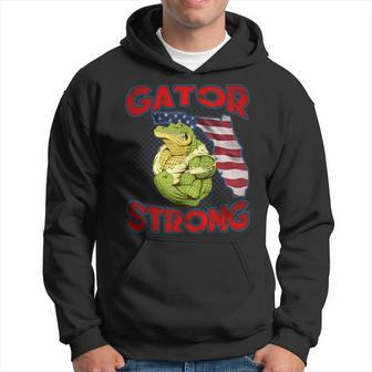 Gator Strong Florida State Gator American Flag Florida Map Hoodie - Thegiftio UK