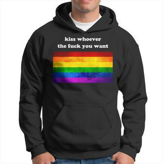Gay Pride Lgbt Kiss Whoever You Want Hoodie - Monsterry DE