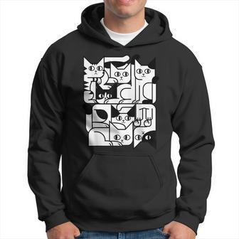 Geometric Cat Silhouette Abstract Kitten Classic Cute Cat Hoodie - Seseable