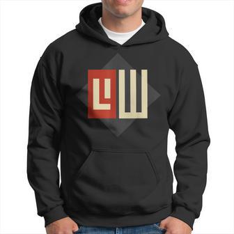 Geometrisches Hoodie Schwarz mit stylisiertem Buchstaben-Design - Seseable