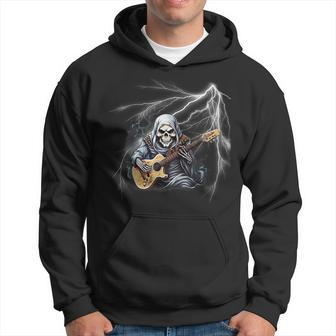 Ghost Guitar Cool Guitar Player Skeleton Hands Guitar Hoodie - Seseable