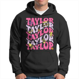 Girl Retro Taylor First Name Personalized Birthday Groovy Hoodie | Mazezy