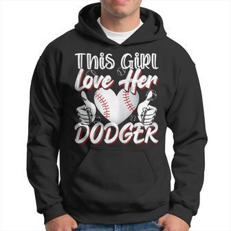 Girls Loves Her Dodger Baseball Sport Cute Hoodie - Seseable