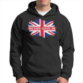 Never Give In Uk Flag Classic Churchill Phrase By Asj Hoodie - Thegiftio UK