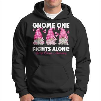 Gnome One Fights Alone Pink Breast Cancer Awareness Hoodie - Monsterry CA