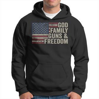 God Family Guns & Freedom Pro Gun Vintage Usa Flag Hoodie - Monsterry UK