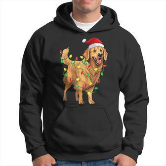 Golden Retriever Christmas Santa Hat Tree Lights Pajama Hoodie - Monsterry AU