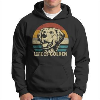 Golden Retriever Dog Life Is Golden Retro Vintage Hoodie - Seseable