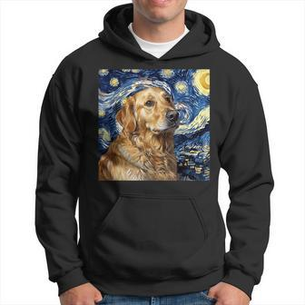 Golden Retriever Dog Van Gogh Style Starry Night Hoodie - Thegiftio UK