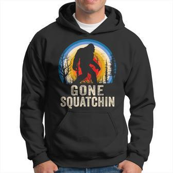 Gone Squatchin To Find Bigfoot Sasquatch Retro Hoodie - Thegiftio UK