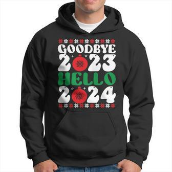 Goodbye 2023 Hello 2024 Christmas Xmas Happy New Year's Eve Hoodie | Mazezy