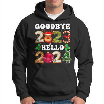 Goodbye 2023 Hello 2024 Happy New Year Christmas Xmas Hoodie | Mazezy