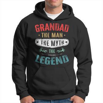 Grandad The Man The Myth The Legend Retro Vintage Hoodie - Thegiftio UK