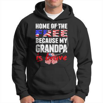 My Grandpa Is Brave Home Of The Free Proud Army Grandchild Hoodie - Monsterry DE
