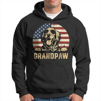 Grandpaw American Flag Golden Grandpa Dog Lover Hoodie - Monsterry UK