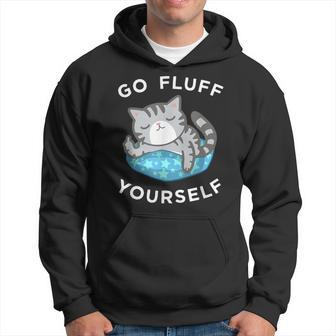 Gray Cat Flipping The Finger Fuck Yourself Pun Hoodie - Monsterry