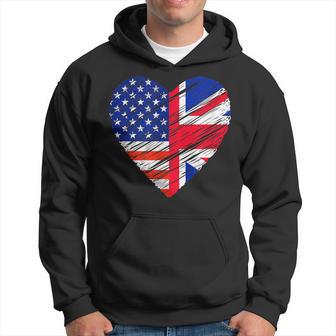 Great Britain Usa Heart American Flag Uk Flag Love Heart Hoodie - Thegiftio UK