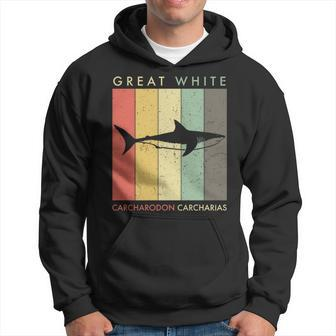 Great White Shark Carcharodon Carcharias Retro Vintage Hoodie - Monsterry
