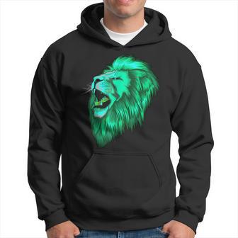 Green Mint Lion Head Lion King Of The Beasts Animal Cats Hoodie - Monsterry