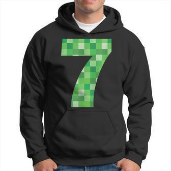 Green Pixel Number 7 7Th Birthday Gamer Number 7 Hoodie - Seseable