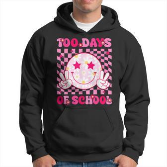 Groovy 100 Days Of School Pink Smile Face Ns Girls Womens Hoodie - Seseable