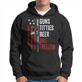 Guns Titties Beer & Freedom Guns Drinking On Back Hoodie - Monsterry