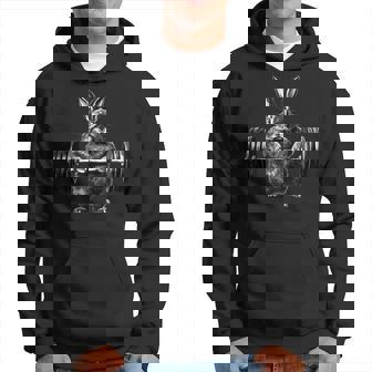 Gym Lapin Bodybuilder Haltérophilie Lapin Entraînement Fitness Sweat à capuche - Cadeauxyz