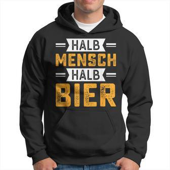 Halb Mensch Halb Bier Hoodie, Lustiges Spruch-Hoodie für Bierliebhaber - Seseable