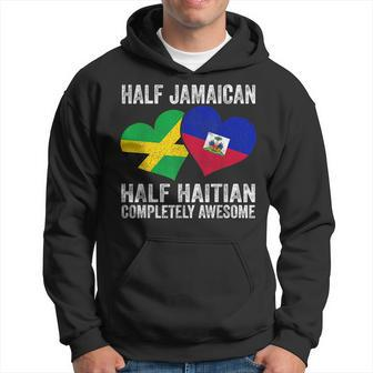 Half Jamaican Half Haitian Completely Awesome Heart Flag Hoodie - Monsterry UK