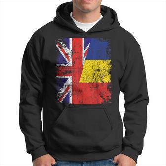 Half Romanian British Flags Romania Uk Distressed Vintage Hoodie - Thegiftio UK