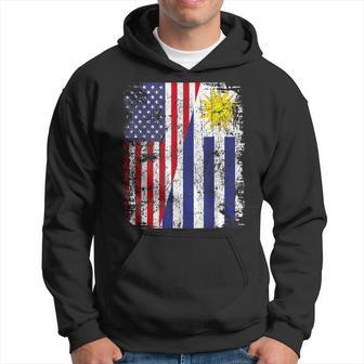 Half Uruguayan American Flags Uruguay Usa Vintage Hoodie - Thegiftio UK