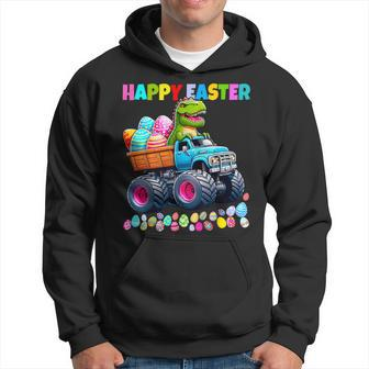 Happy Easter Eggs With Monster Truck Dinosaur T-Rex Hoodie - Seseable