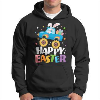 Happy Easter Monster Truck Bunny Easter Eggs Boys Toddler Hoodie - Seseable