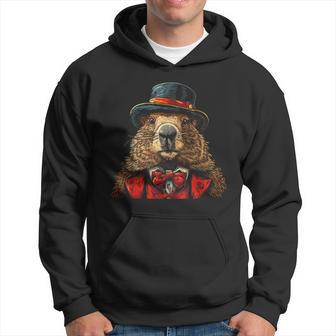 Happy Groundhog Day Ground Hog With Hat Animal Lover Hoodie - Seseable