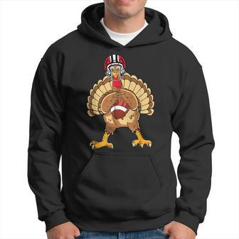 Happy Thanksgiving Turkey Playing Football Dad Boys Hoodie - Monsterry