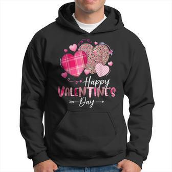 Happy Valentines Day Leopard And Plaid Hearts Girls Women Hoodie - Monsterry